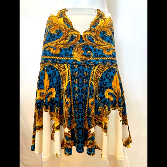 EVA VARRO WIDE DOUBLE WAISTBANDKNEE LENGTH SKIRT-ASPEN